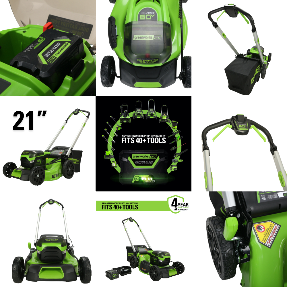 Greenworks PRO 21 in. 60Volt Battery Cordless Lawn Mower with 5.0 Ah Battery and Charger